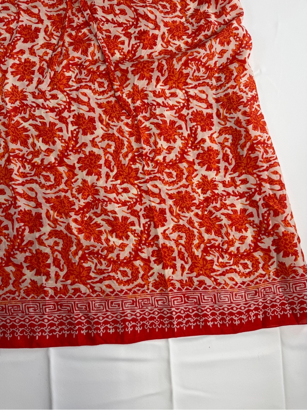 Stunning Italian Silk Red/Orange Floral V-Neck Drawstring Dress - size small 4/6 - Picture 10 of 16